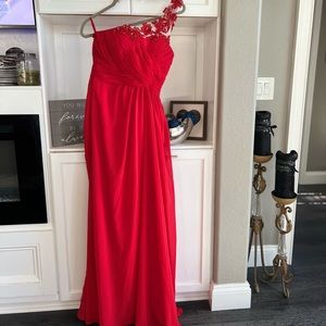 Women’s red beaded evening gown
